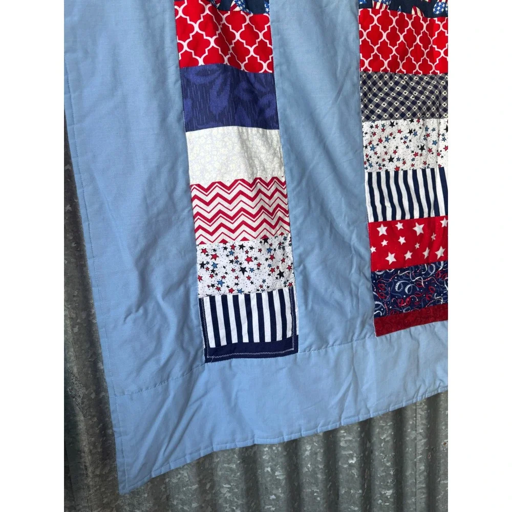 Santa Rosa Quilt Guild Patriotic Americana Patchwork Quilt 39x52 Blue Red White